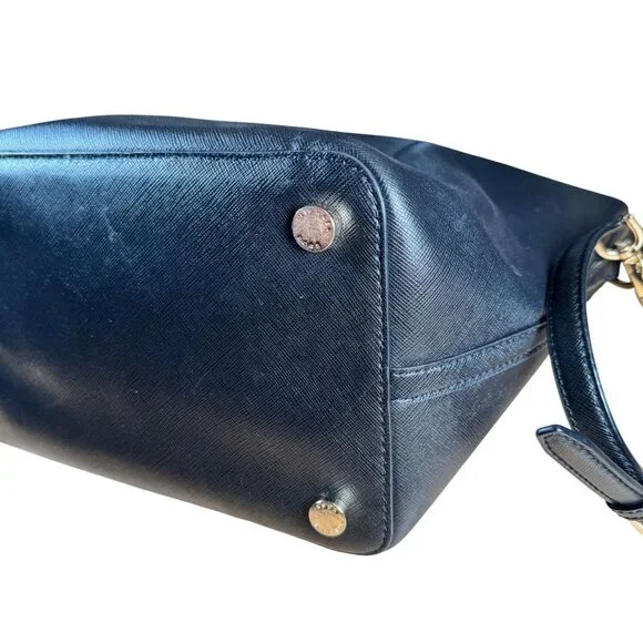 MICHAEL Michael Kors Greenwich Large Saffiano Leather Satchel Black Handbag Tote - Picture 9 of 12